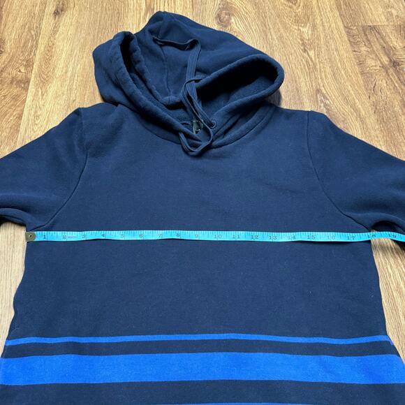 J.Crew Women Navy Blue Striped Sweatshirt Hoodie Pockets Size Small Cotton Blend - Picture 8 of 9